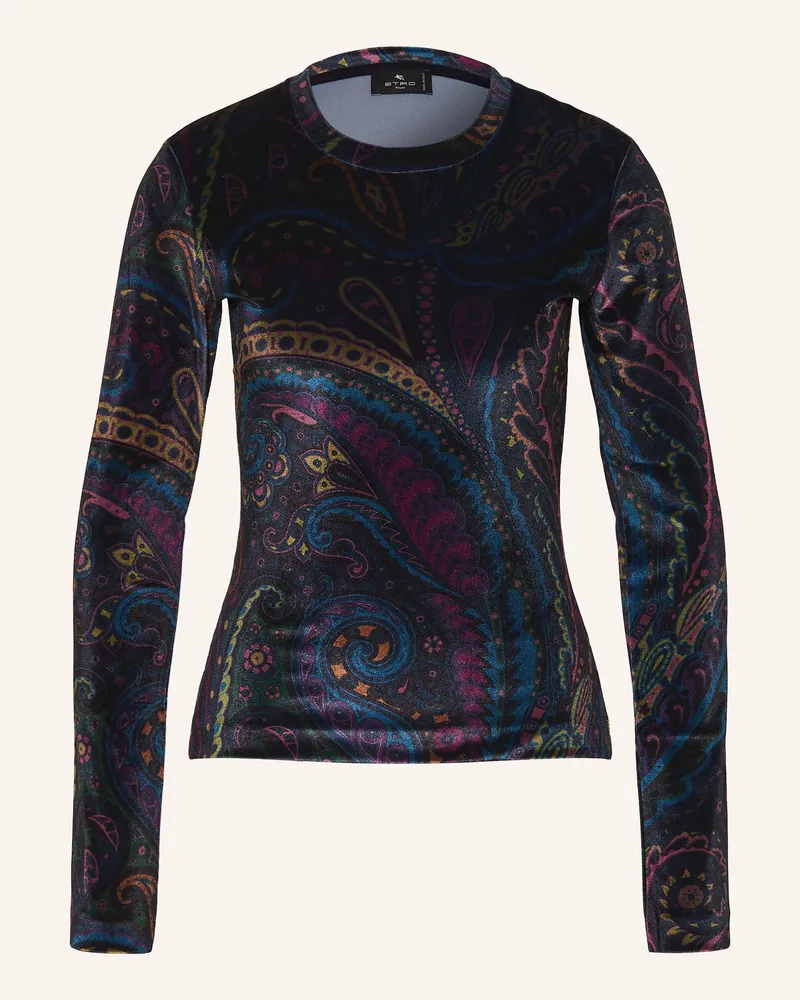 Etro Longsleeve aus Samt Dunkelblau