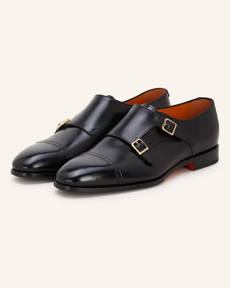 Santoni Double-Monks Axel schwarz Schwarz