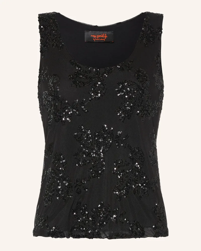 Miss Goodlife Mesh-Top Mit Pailletten schwarz Schwarz