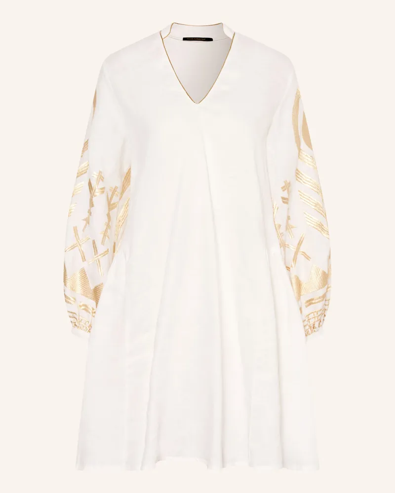 Greek Archaic Kori Strandkleid Feather Aus Leinen weiss Weiss