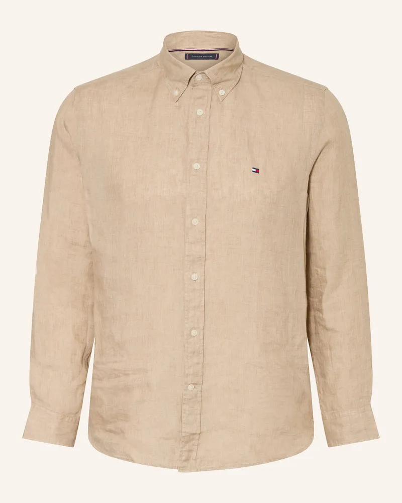 Tommy Hilfiger Leinenhemd Regular Fit grau Hellbraun