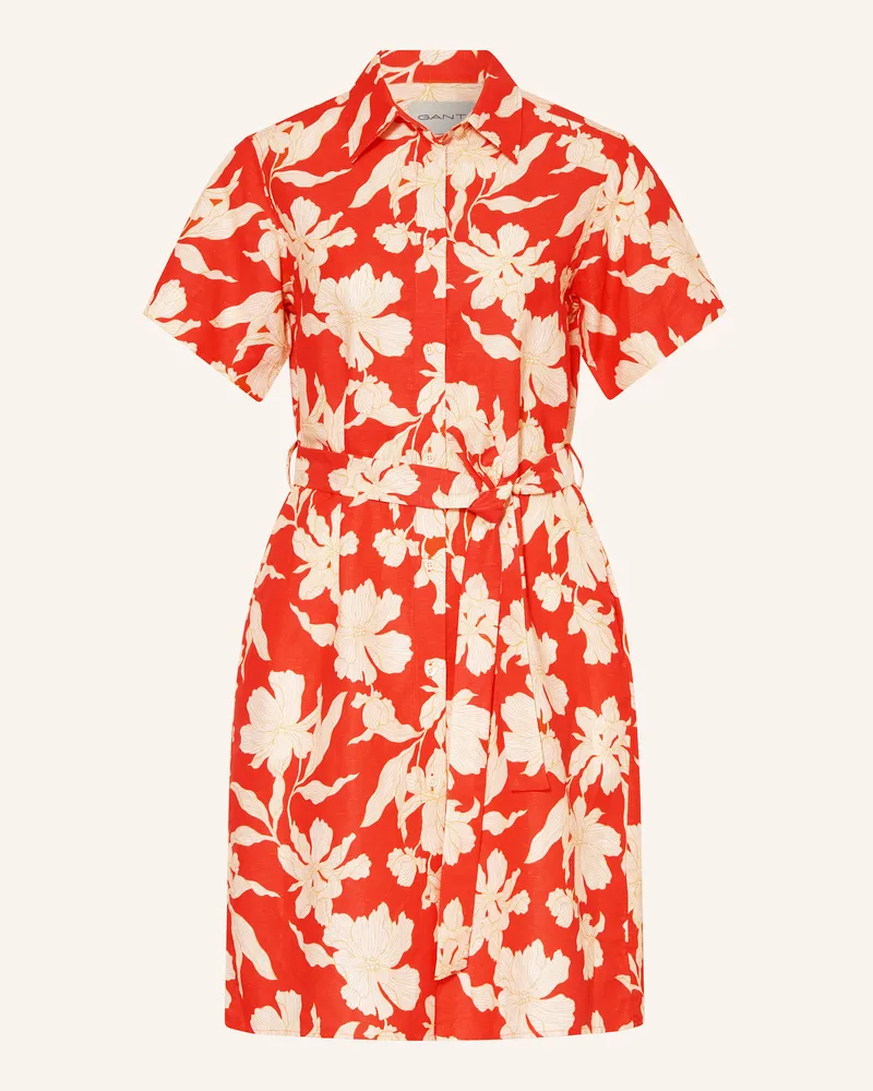 Gant Hemdblusenkleid Aus Leinen rot Rot