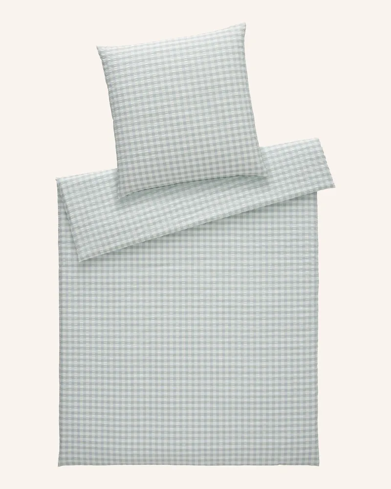 elegante Bettwäsche weiss Blaugrau