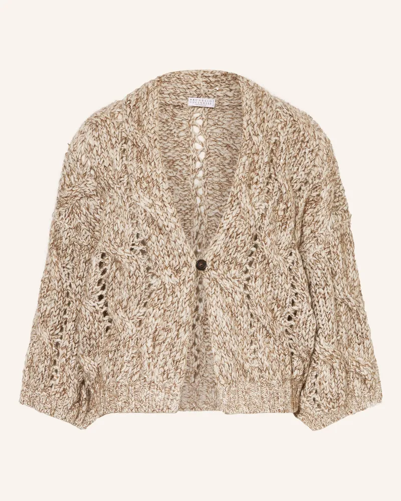 Brunello Cucinelli Strickjacke mit Cashmere und Pailletten Braun