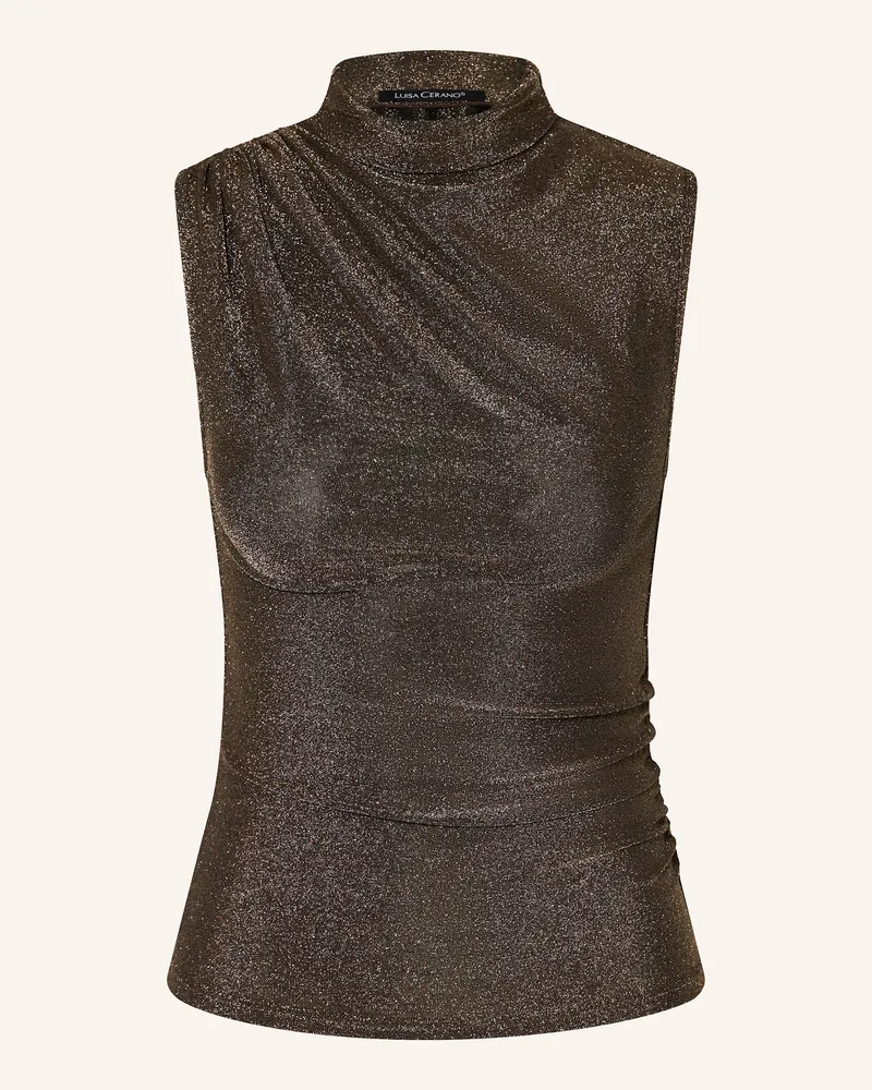 Luisa Cerano Top mit Glitzergarn Braun
