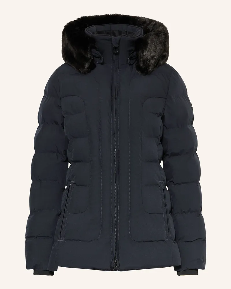 Wellensteyn Steppjacke BELVITESSE MEDIUM mit DUPONT™ SORONA®-Isolierung und abnehmbarem Kunstpelz Dunkelblau