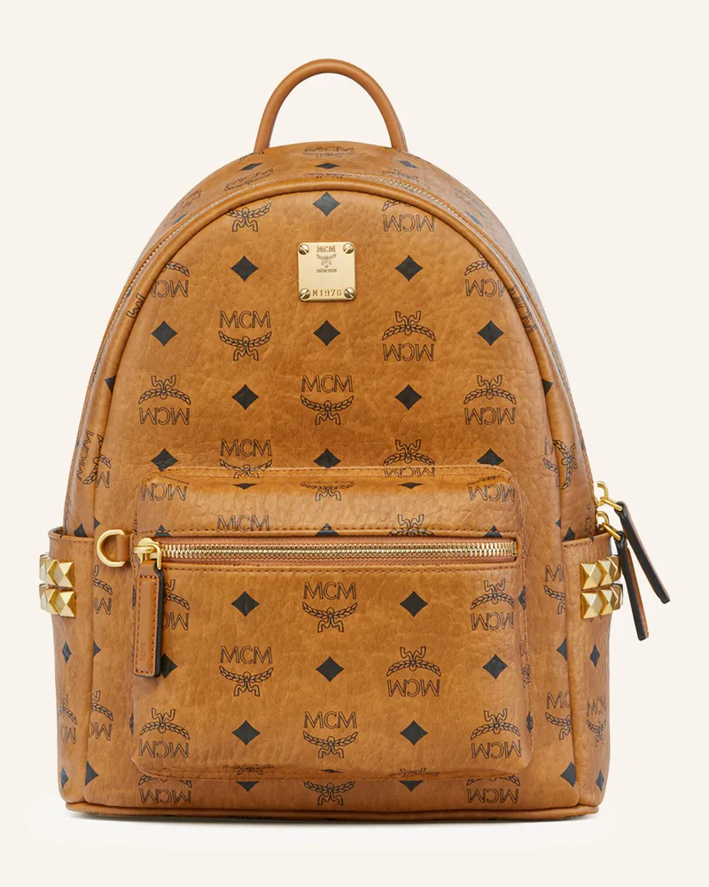 MCM Rucksack Stark Small Mit Nieten braun Cognac