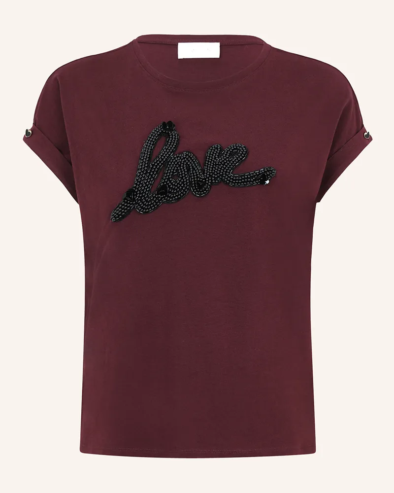 Cartoon T-Shirt mit Schmucksteinen Dunkelrot