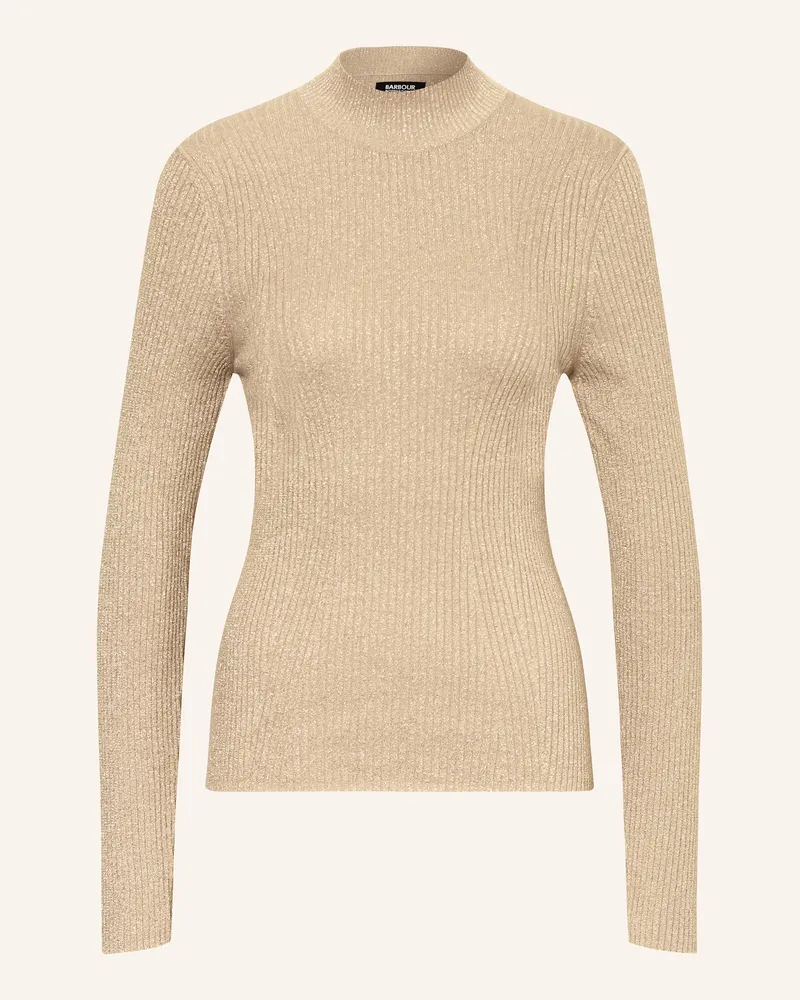 Barbour Pullover mit Glitzergarn Gold