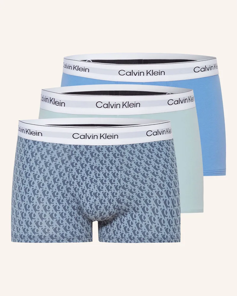 Calvin Klein 3er-Pack Boxershorts ICON COTTON STRETCH Low Rise Blau