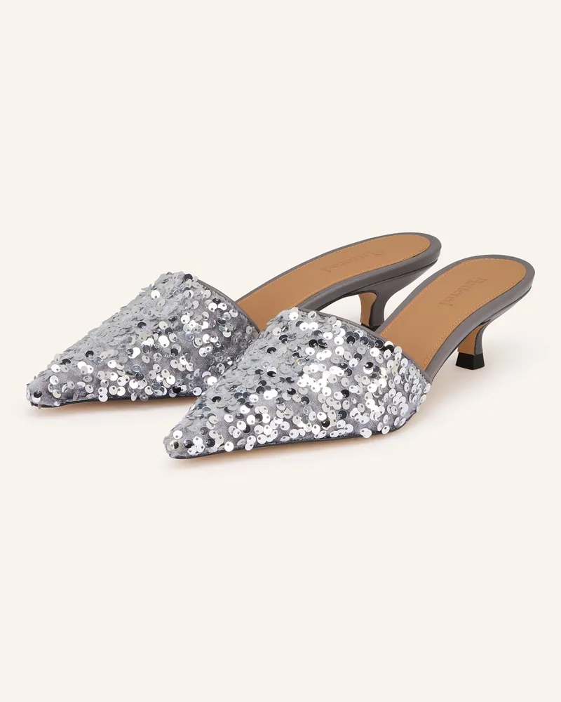 Flattered Mules Noomi Mit Pailletten silber Grau