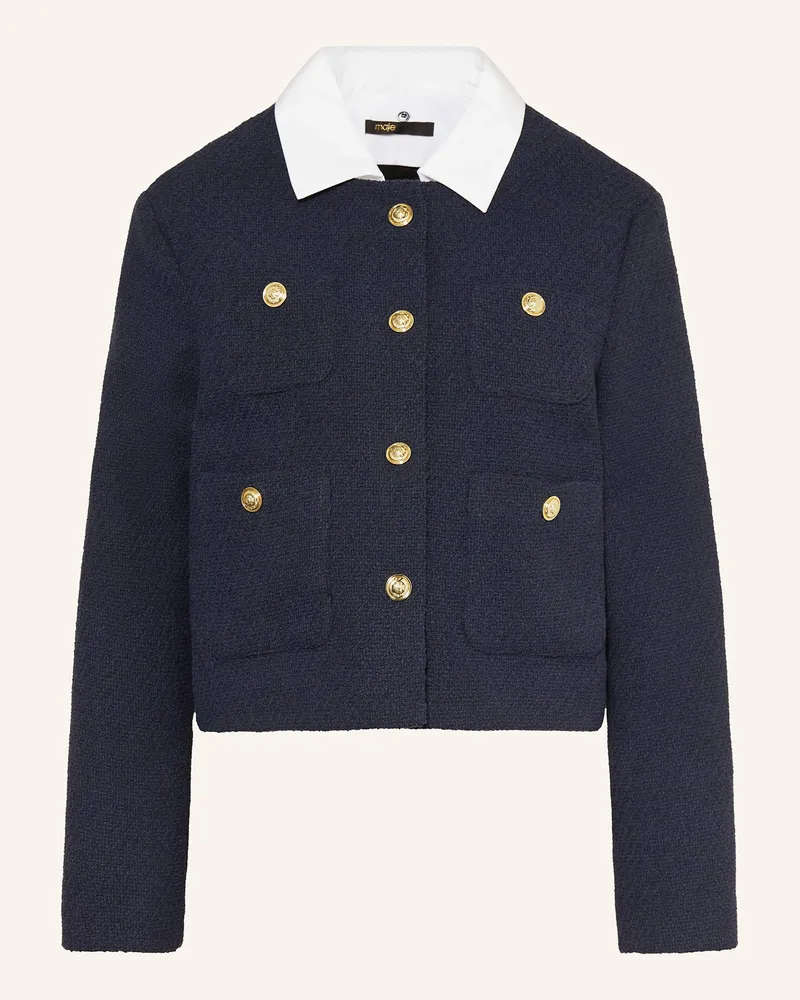 Maje Kastenjacke aus Bouclé mit abnehmbarem Kragen Dunkelblau