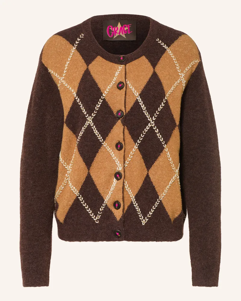 Grace Strickjacke Mit Glitzergarn braun Dunkelbraun