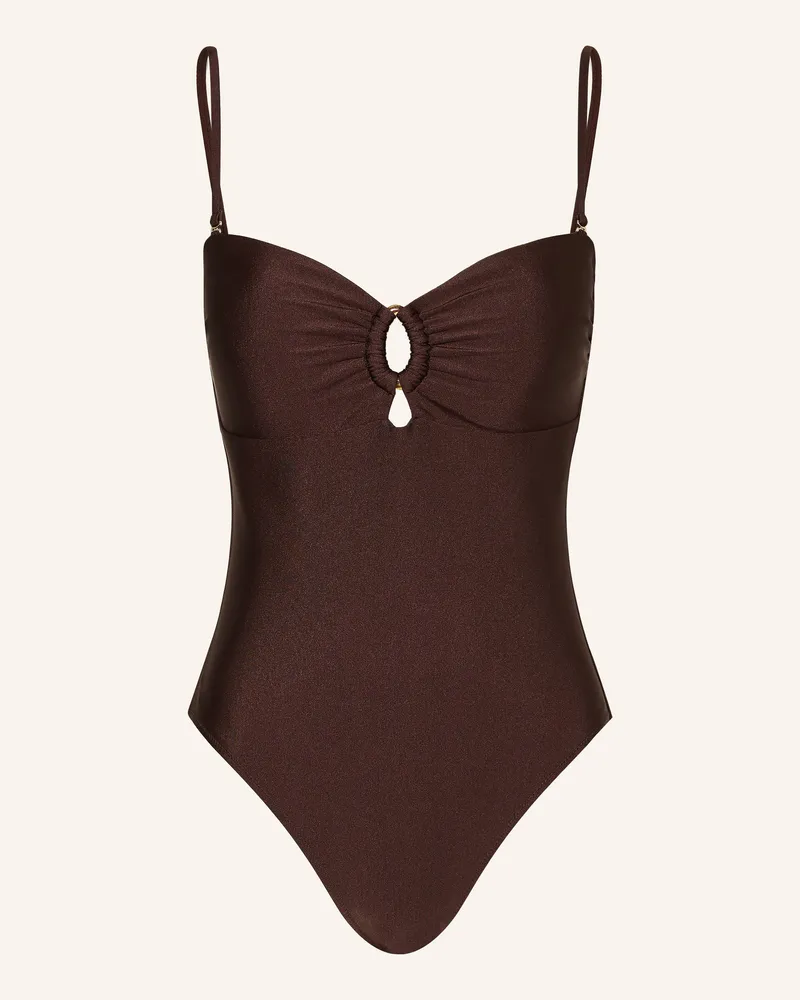 Mrs & HUGS Bandeau-Badeanzug Mit Cut-Outs braun Dunkelbraun