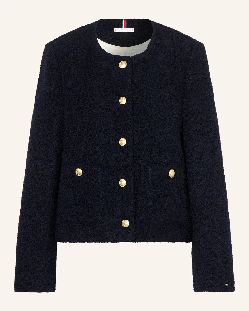 Tommy Hilfiger Kastenjacke aus Bouclé Dunkelblau