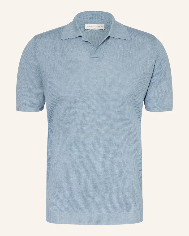 Roberto Collina Strick-Poloshirt Aus Leinen blau Hellblau