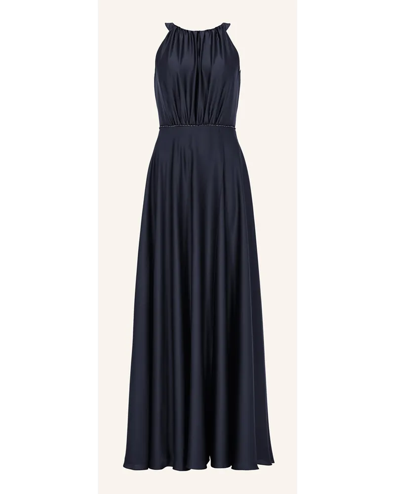 Swing Abendkleid aus Satin mit Cut-out Blau