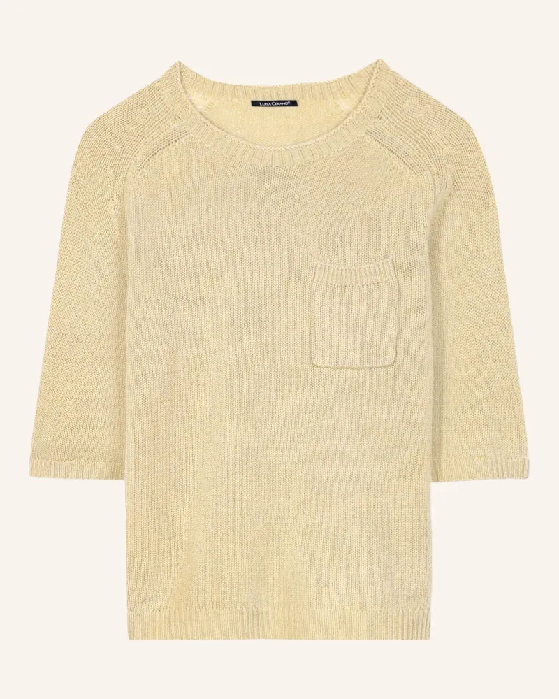 Luisa Cerano Strickshirt Mit 3/4-Arm gelb Hellgelb