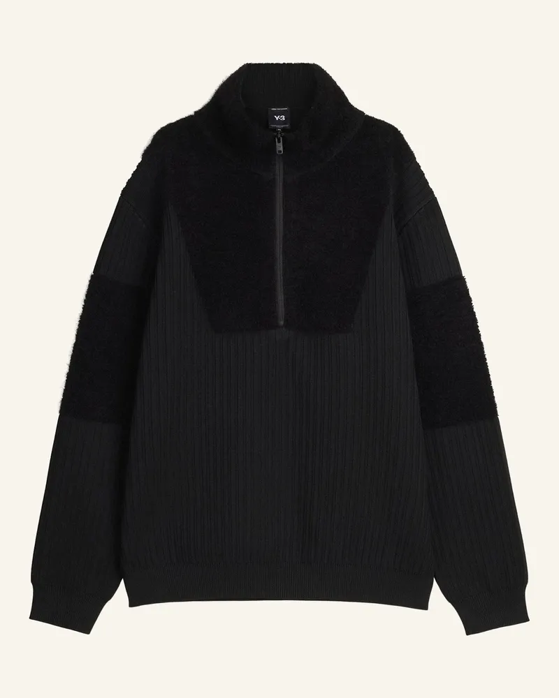 Y-3 Y-3 Knitted Panel Blocked Half Zip Sweatshirt schwarz Schwarz