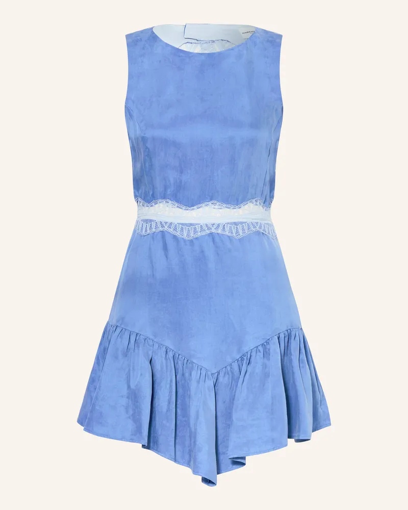Claudie Pierlot Kleid mit Spitze und Rüschen Blau