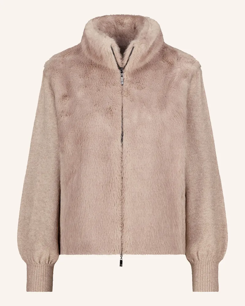 monari Strickjacke Mit Kunstfell braun Beige