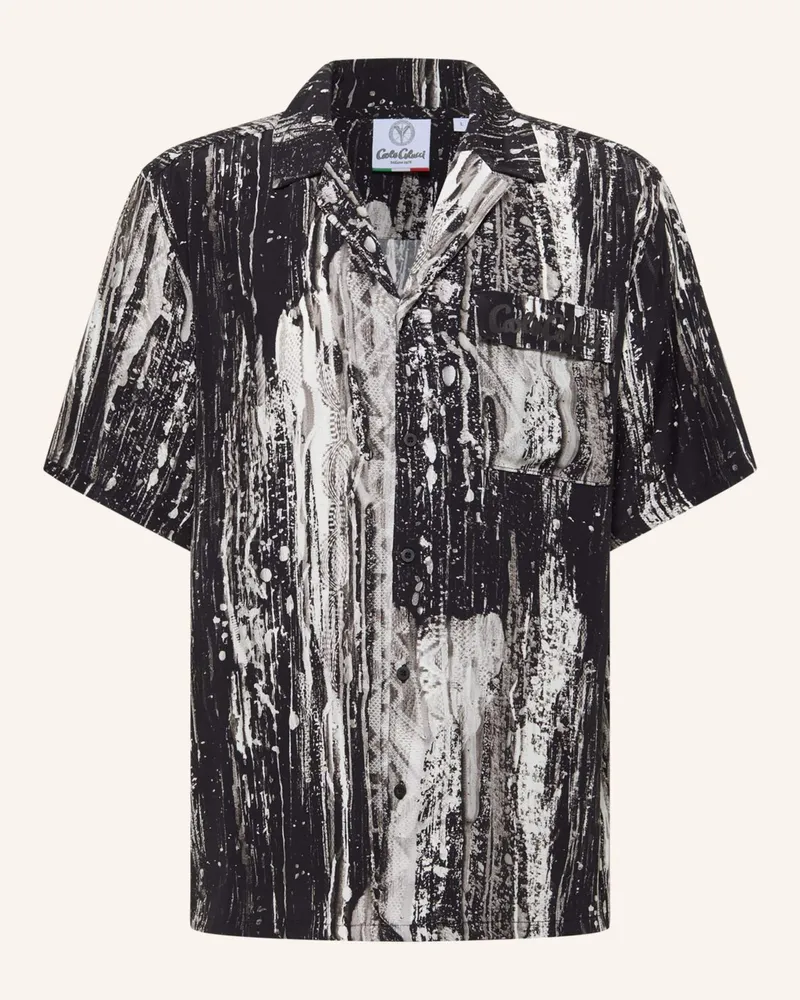 Carlo Colucci Bedrucktes Hemd - AI DRIP KNIT FASOLI Schwarz