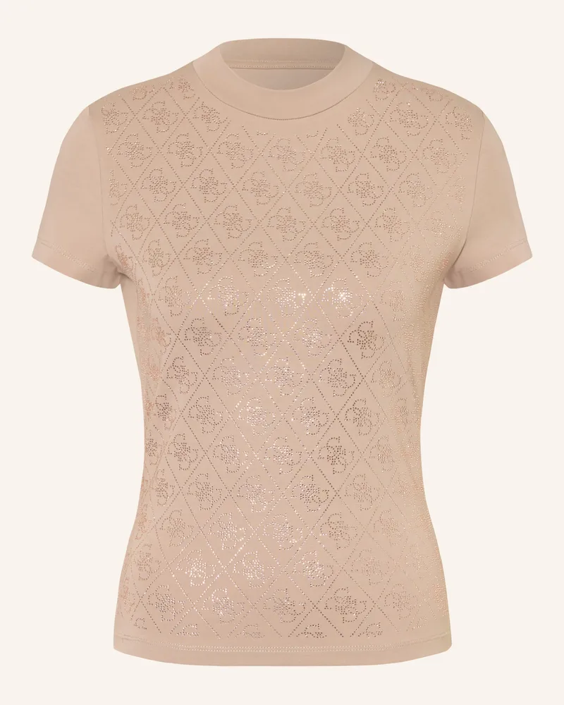 Guess T-Shirt Mit Schmucksteinen beige Camel
