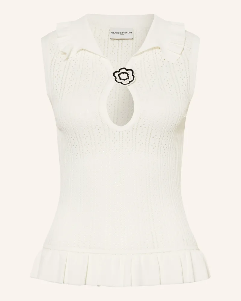 Claudie Pierlot Stricktop Mit Rüschen weiss Ecru