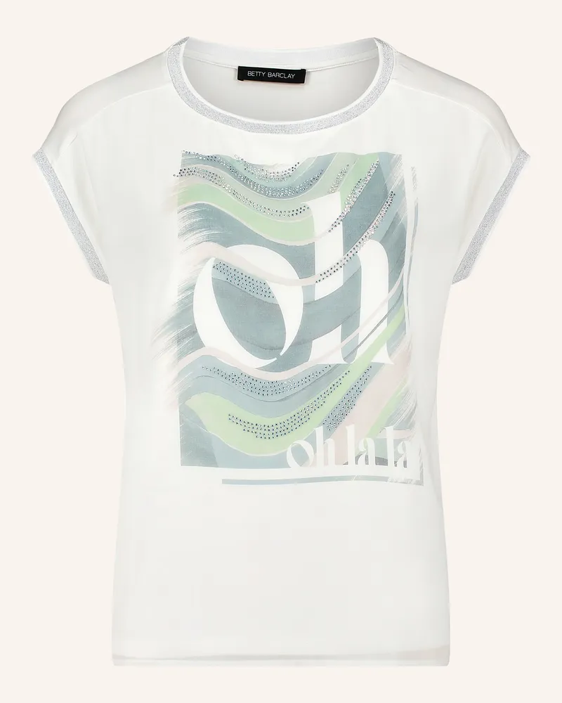 Betty Barclay T-Shirt im Materialmix mit Schmucksteinen Weiss
