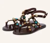 Sandalen Mit Schmuckperlen braun