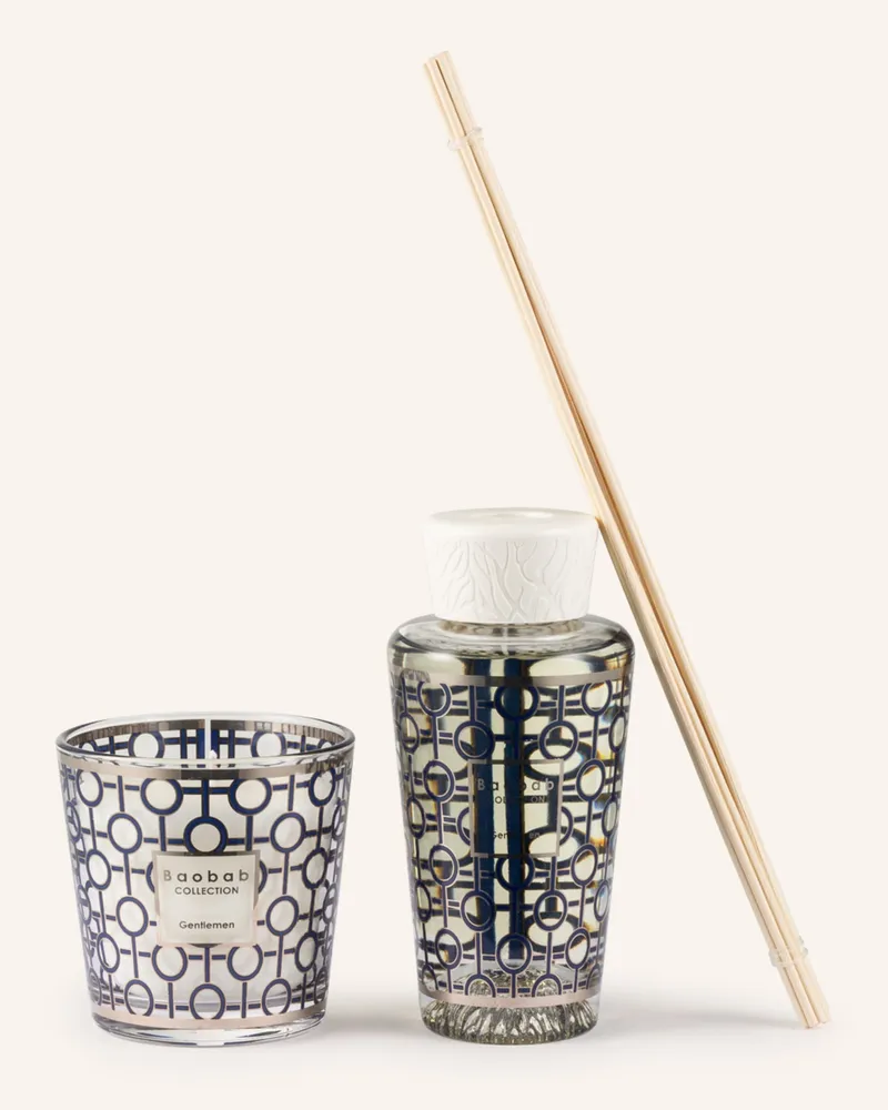 Baobab Collection Set Gentlemen: Duftkerze Und Raumduft blau Weiss
