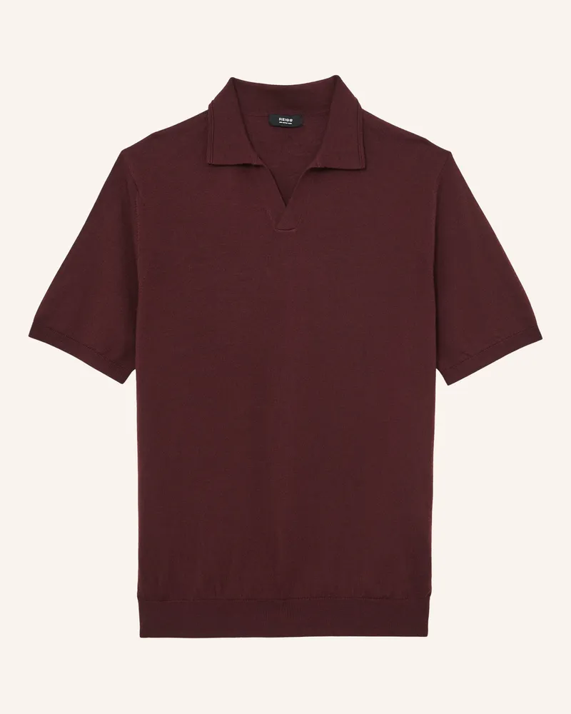 Reiss Strick-Poloshirt Duchie Aus Merinowolle rot Dunkelbraun