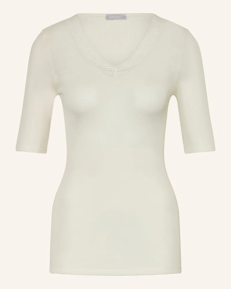Hanro T-Shirt WOOLEN LACE aus Merinowolle mit Seide Creme