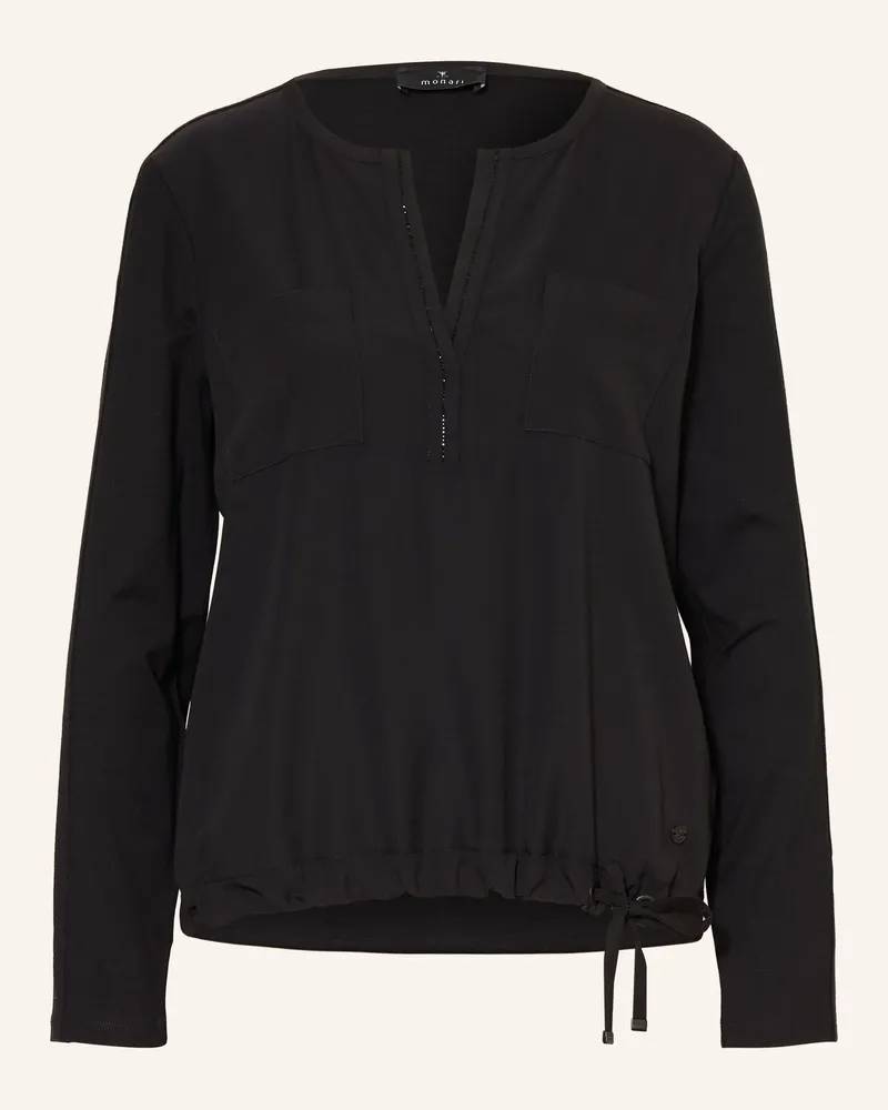 monari Blusenshirt Im Materialmix Mit Schmucksteinen schwarz Schwarz