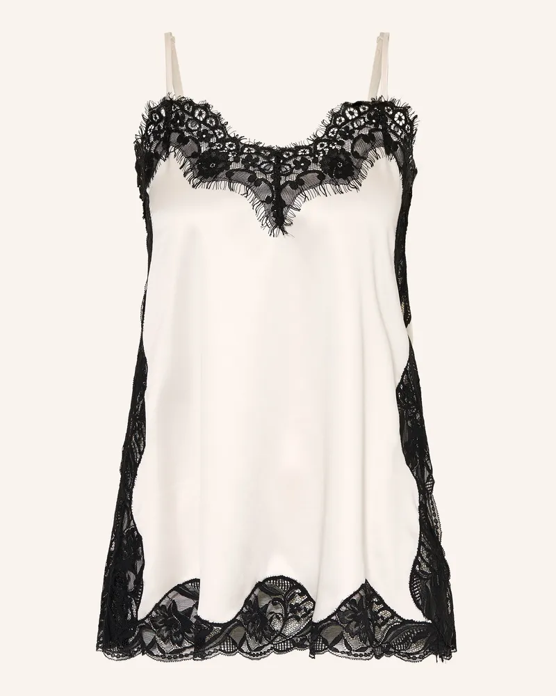Mrs & HUGS Satintop Mit Spitze weiss Creme