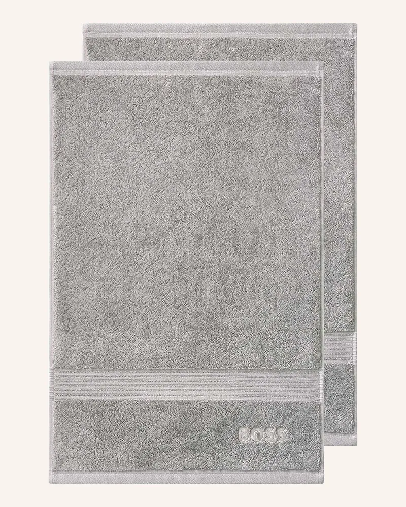 HUGO BOSS Gästetuch 2er Set Loft silber Silber