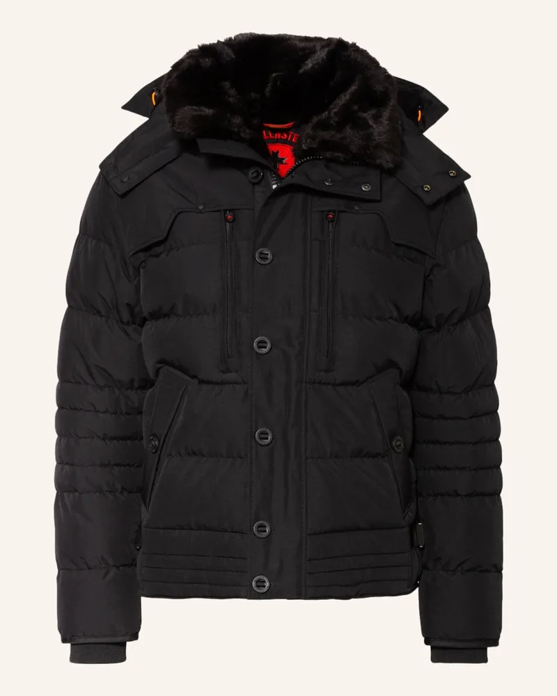 Wellensteyn Steppjacke STARSTREAM mit abnehmbarer Kapuze und Kunstfellbesatz Schwarz