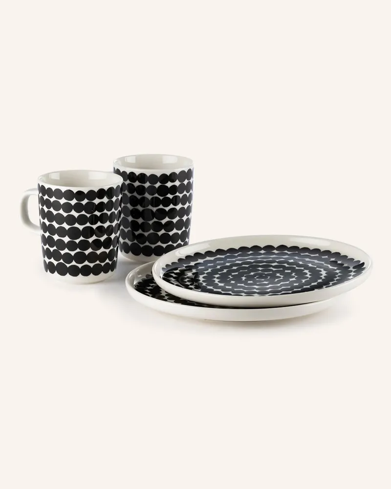 Marimekko 4-tlg. Frühstücksset OIVA/SIIRTOLAPUUTARHA Schwarz