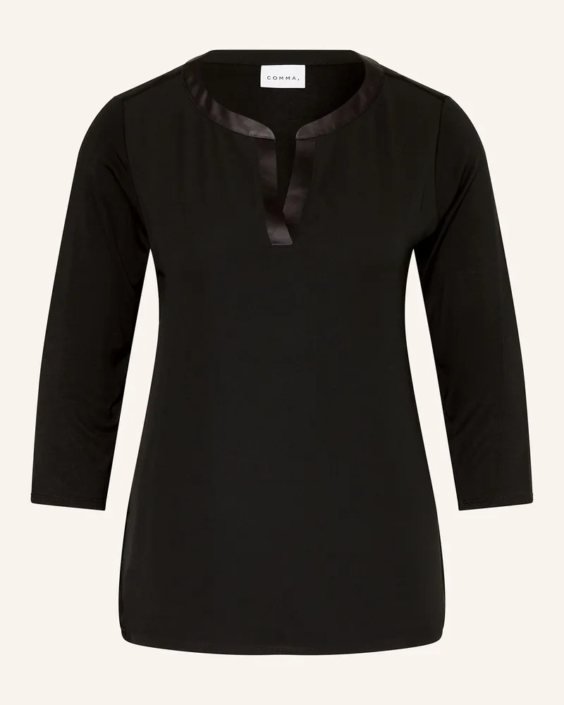 COMMA Blusenshirt Im Materialmix Mit 3/4-Arm schwarz Schwarz