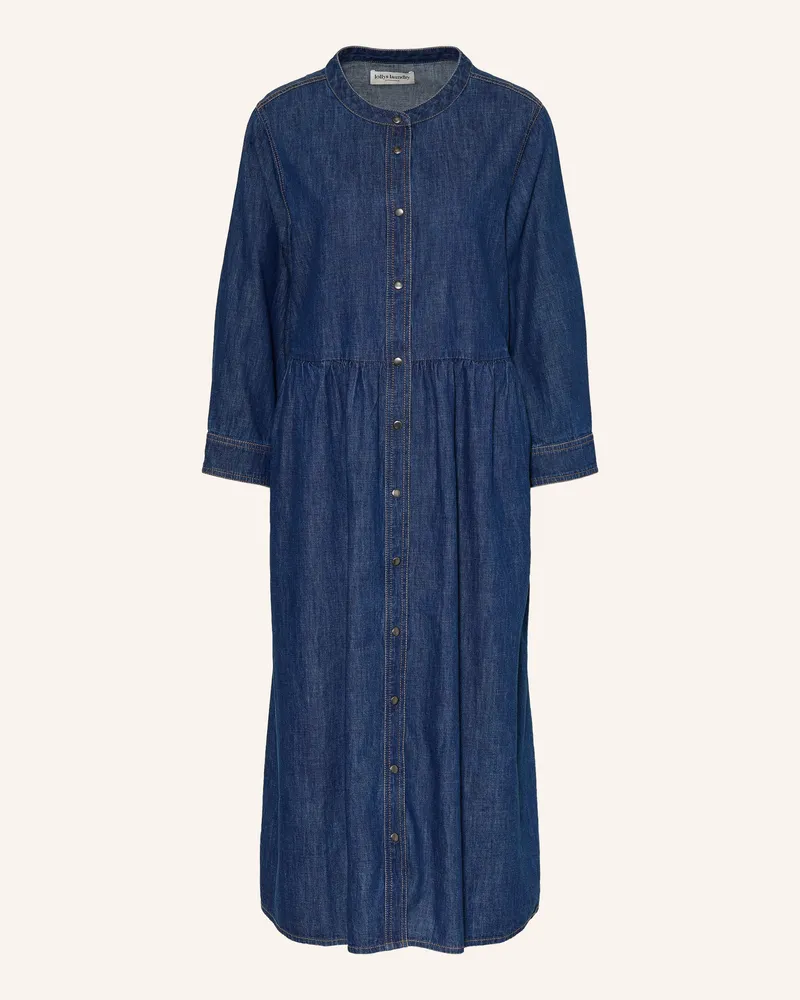 Lollys Laundry Kleid Aliyall In Jeansoptik Mit 3/4-Arm blau Blau