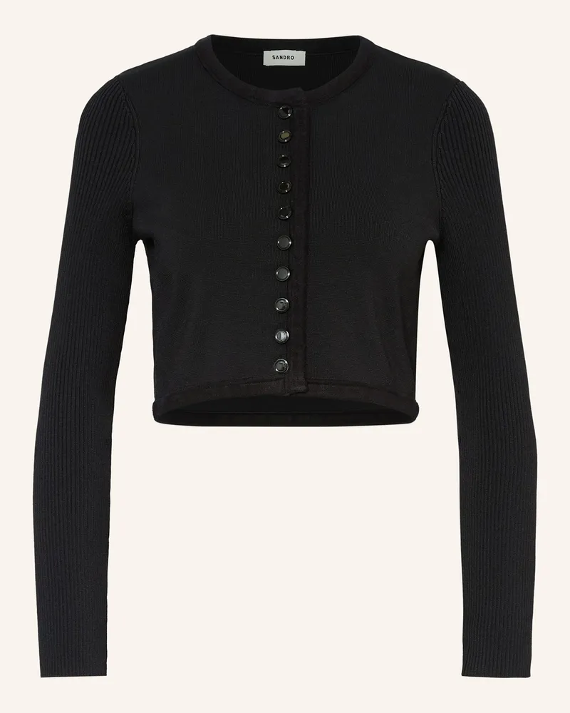 Sandro Cropped-Strickjacke Schwarz