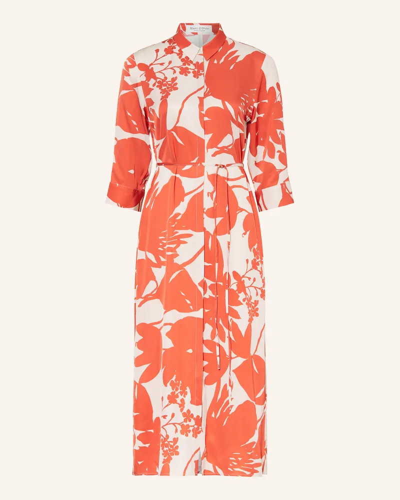 Marc O'Polo Hemdblusenkleid aus Satin mit 3/4-Arm Orange