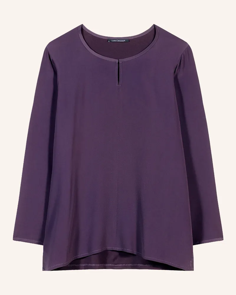 Luisa Cerano Blusenshirt Im Materialmix Mit 3/4-Arm lila Dunkellila