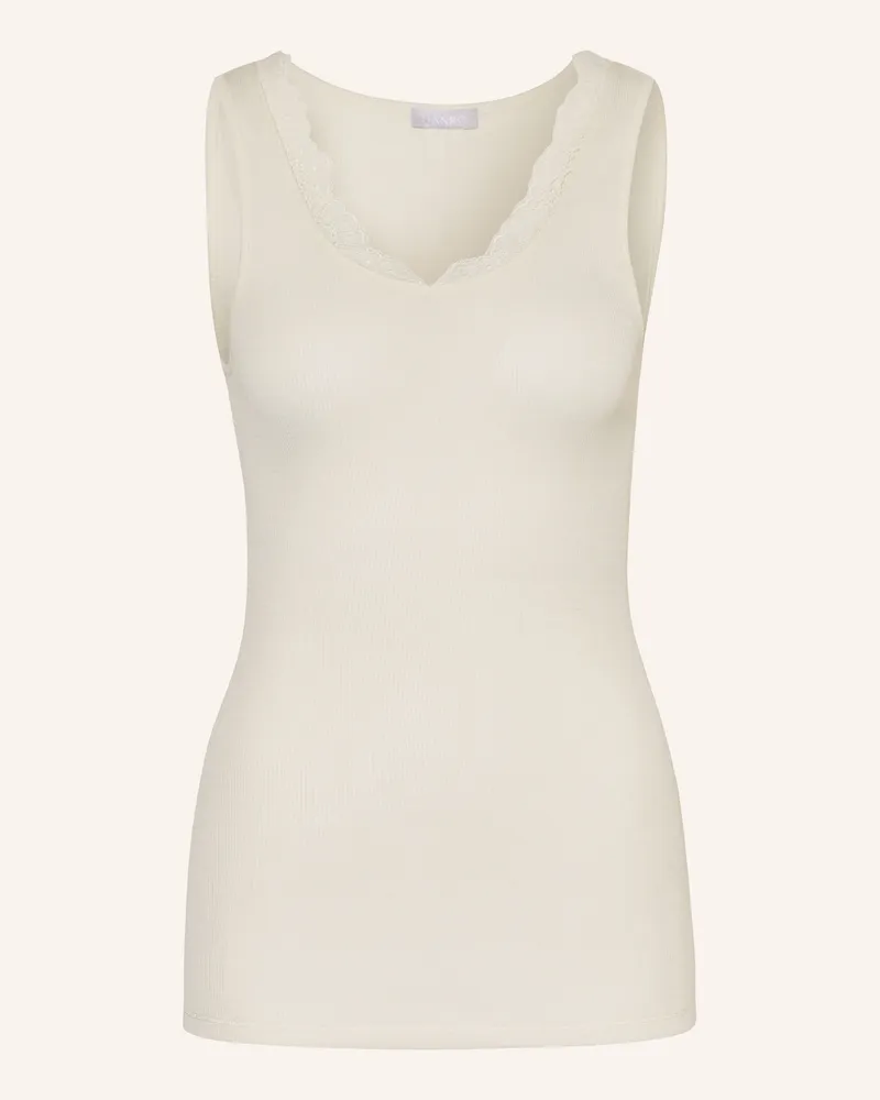Hanro Top Woolen Lace Mit Merinowolle Und Seide weiss Creme