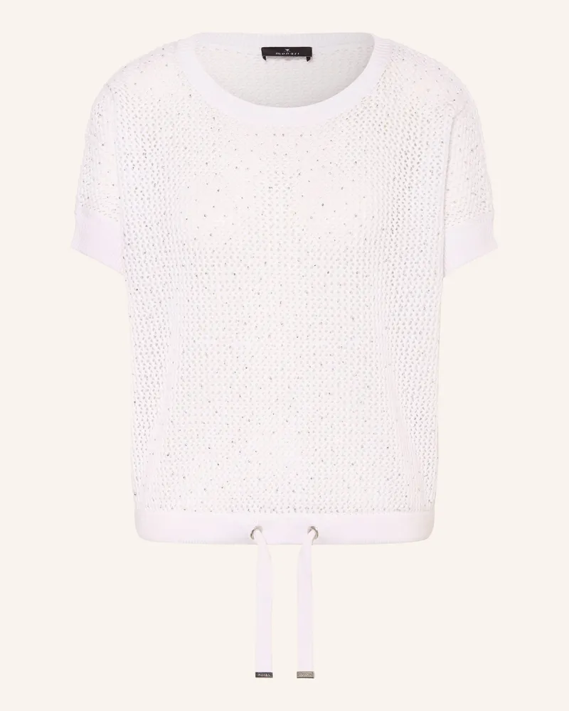 monari Strickshirt mit Schmucksteinen Weiss