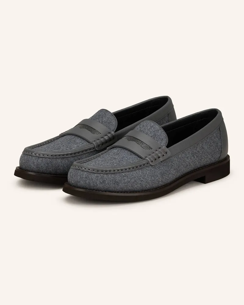 Brunello Cucinelli Loafer mit Schmucksteinen Grau