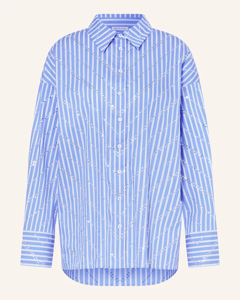 Mrs & HUGS Hemdbluse mit Schmucksteinen Weiss