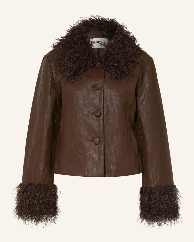 Lollys Laundry Jacke Tracyll In Lederoptik Mit Kunstfell braun Braun