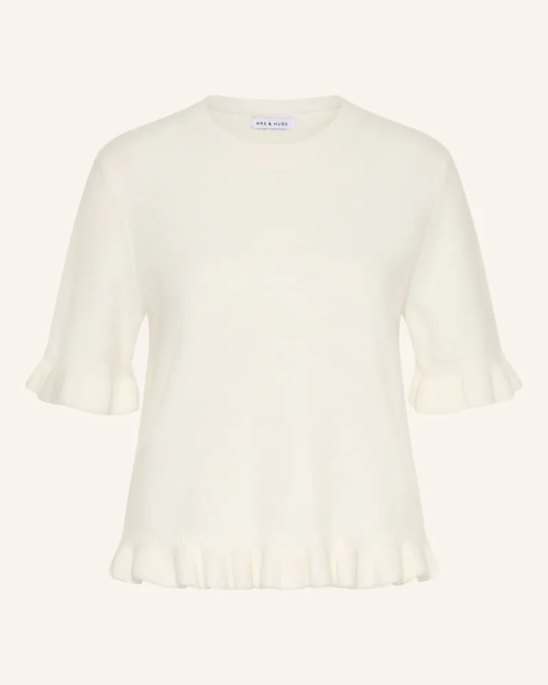 Mrs & HUGS Strickshirt Mit Rüschen beige Creme