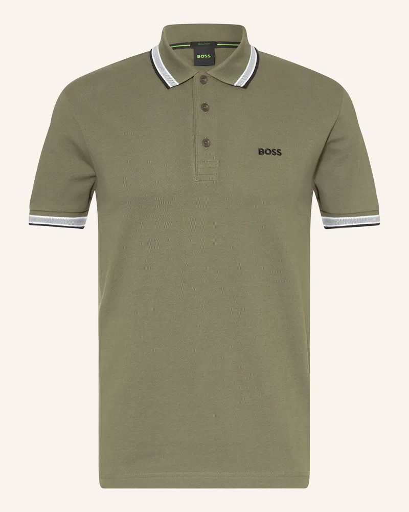 HUGO BOSS Piqué-Poloshirt Paddy Curved Regular Fit gruen Oliv